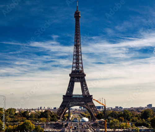Fototapeta Naklejka Na Ścianę i Meble -  Paris, France-september  23, 2019:  The Eiffel Tower is a wrought-iron lattice tower on the Champ de Mars in Paris, France. It is named after the engineer Gustave Eiffel