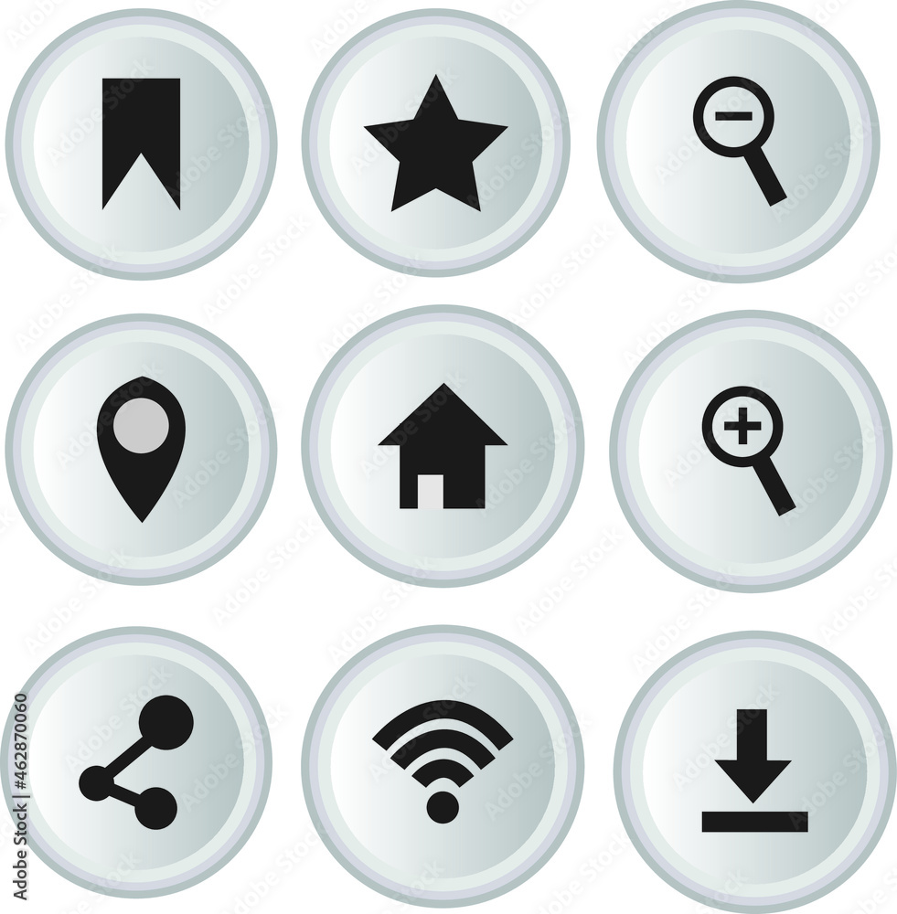 web icons set gray button 3d illustration symbol web icons set gray button 3d illustration symbol