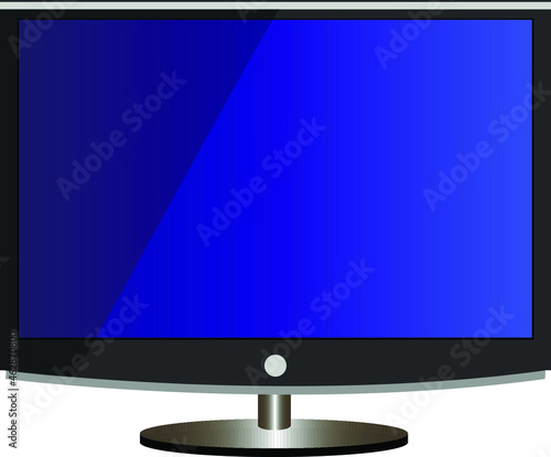 monitor with blue screen on white background