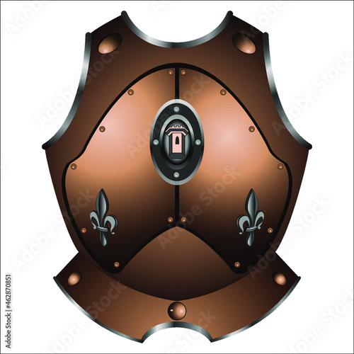 old iron cuirass of the pirate on white background vector