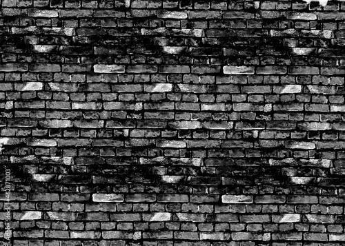 Black bricks texture wall background.Abstract wallpaper.