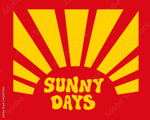 Vintage style shirt print design. Sun rays. Summer slogan.