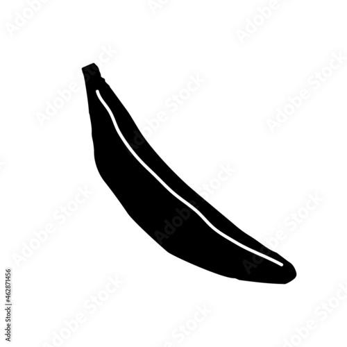 Banana hand drawn sketch isolated on white background. Cutting Silhouette vector illustration. Farmer Market Logo. Organic food eco template for menu, banana puree and juice label