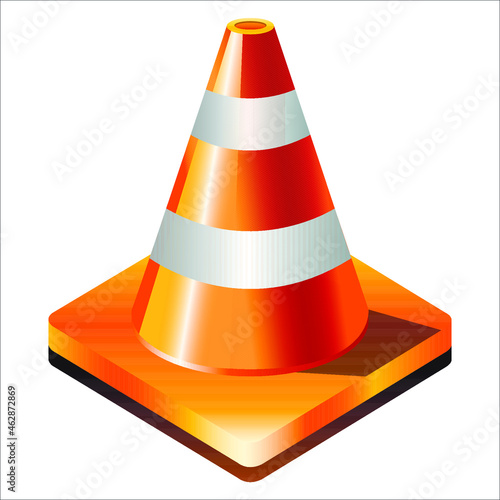 orange traffic cone for barrier isolated on white background