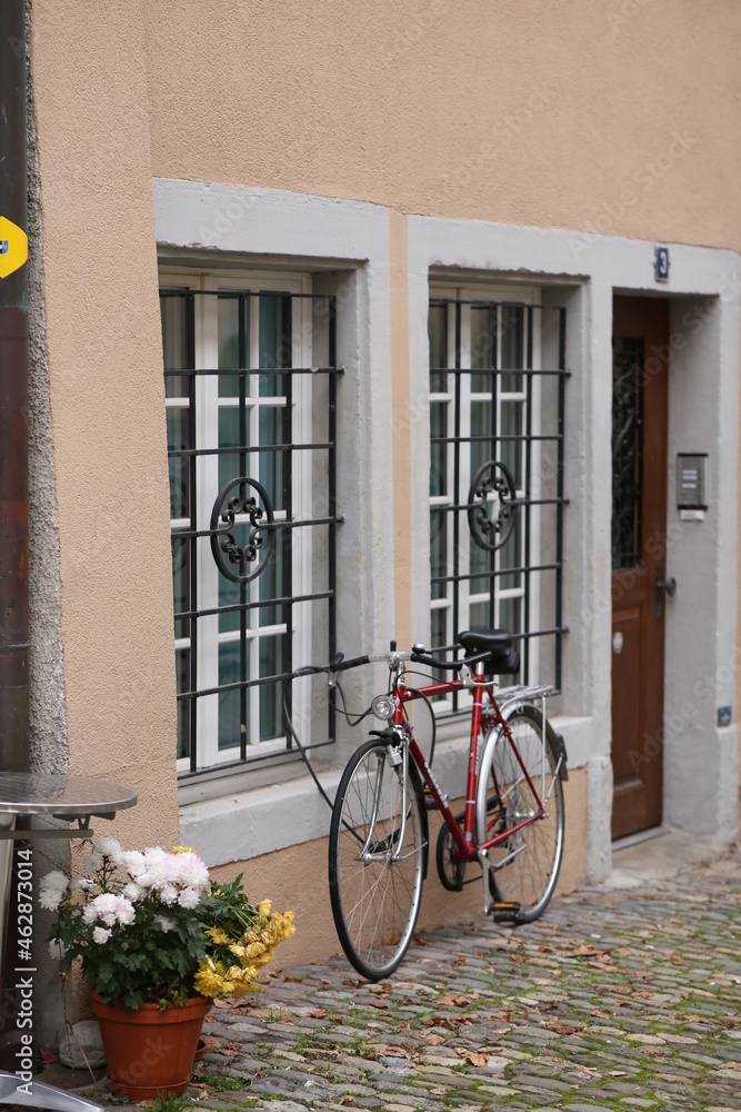bicycle in front of house
