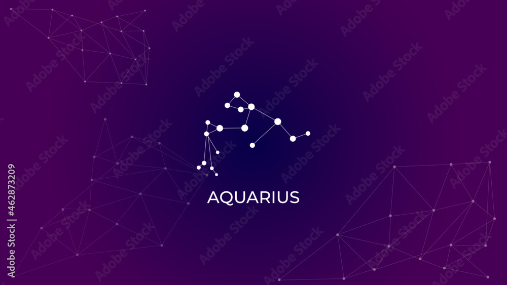 Abstract Zodiac constellation background. Aquarius zodiac sign