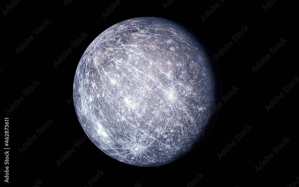 Fototapeta premium Mercury Planet isolated in black.