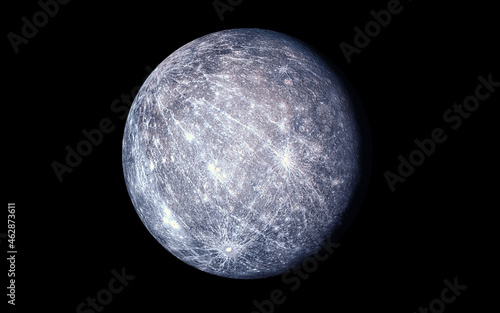 Mercury Planet isolated in black.