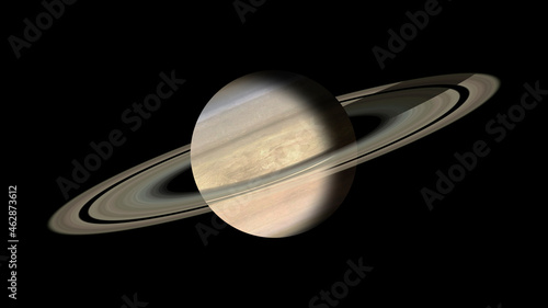 Saturn Planet isolated in black.