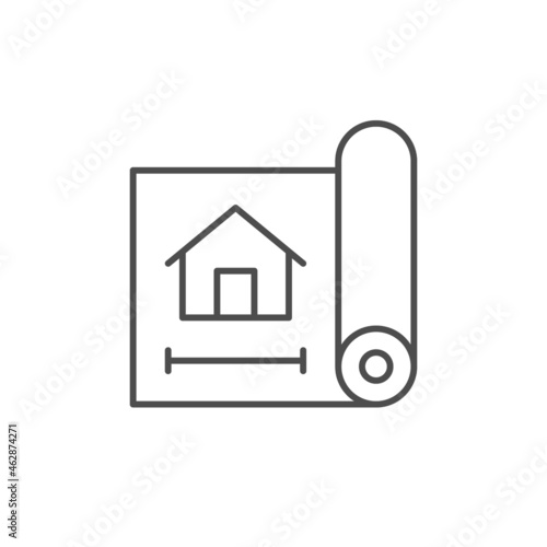 House blueprint line outline icon