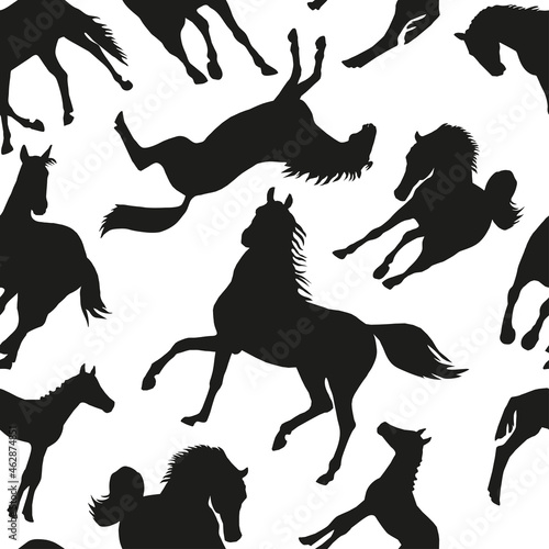 Running horses silhouettes