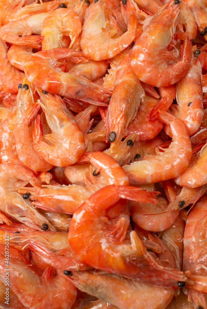 Shrimps background texture. A lot of shrimps. Cooked shrimps. Shrimps background texture. A lot of shrimps. Cooked shrimps.
