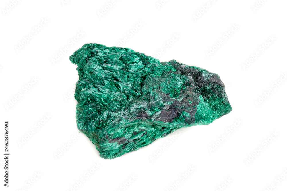 Macro mineral stone plisoviy, plush, satin malachite on a white background Macro mineral stone plisoviy, plush, satin malachite on a white background