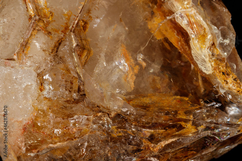 Macro mineral stone Fenster Quartz Crystal on a black background