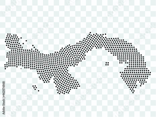 Abstract black map of Panama - planet dots planet, isolated on transparent background.Vector eps 10