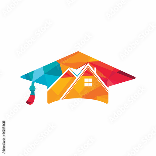 House school education logo design. Graduation hat and house icon design. © irfanKhan