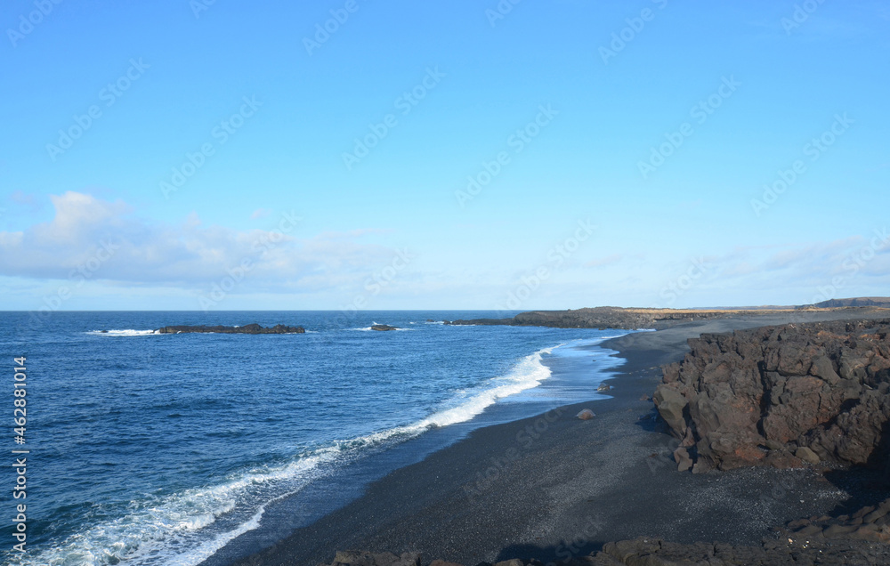 Scenic Coastal Iceland with Black Lava Rock