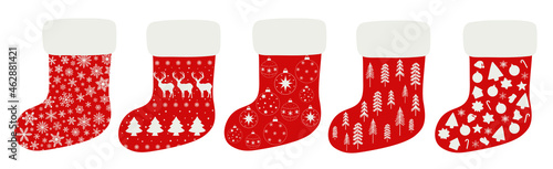 Set Christmas stocking vector illustration