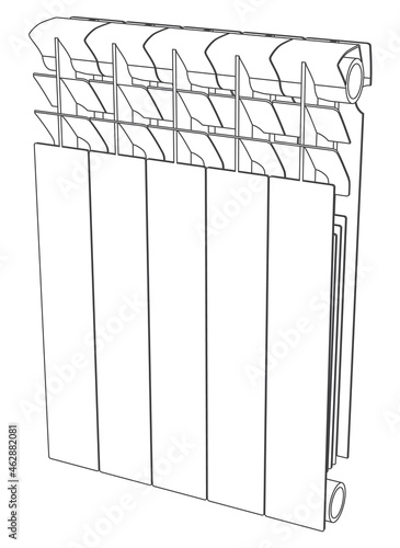 Vector link section heating radiator made of 5 sections