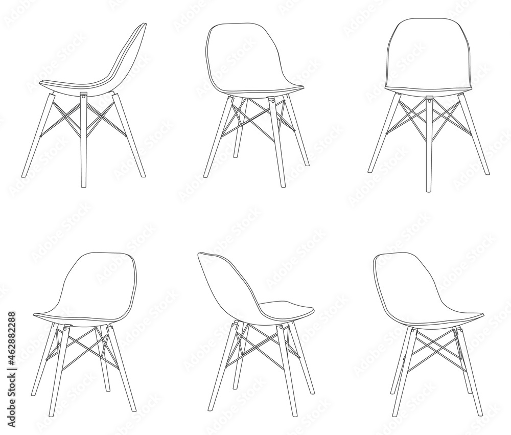 Vector modern chair with different views Vector modern chair with different views
