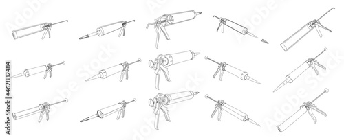 Vector caulking gun a tool for silicone tube photo