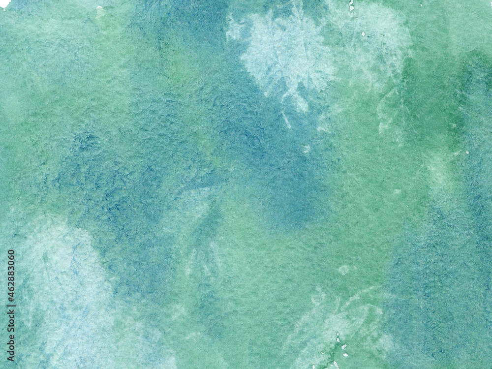 Watercolor texture background and web banners design. Turquoise, blue and green watercolor paint splash or blotch background, blobs of paint vintage watercolor paper texture.