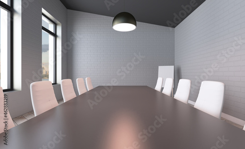 Modern office Cabinet. 3D rendering. Meeting room