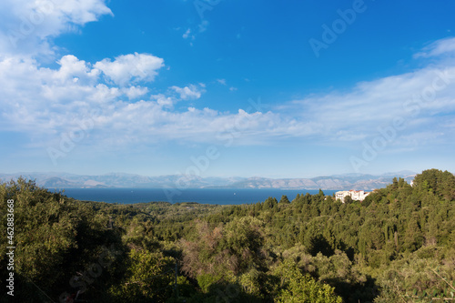 Amazing scenery to the sea to the south-east of Corfu island, Greece, near Spartera village