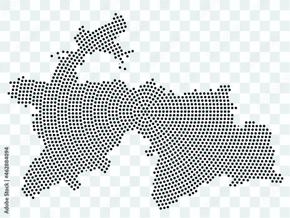 Abstract black map of Tajikistan - planet dots planet, isolated on transparent background.Vector eps 10