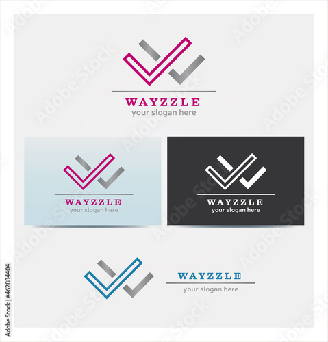 Logo Lettre W, Icône, Logo pour Société Entreprise, Design avec Carte de Visite, Plusieurs Couleurs