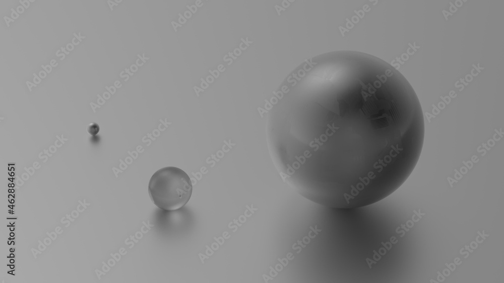 3d sphere on floor with different material