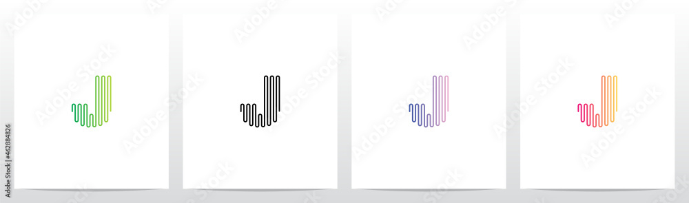 Sound Wave Lines Letter Logo Design J