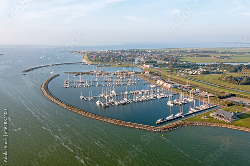 Aerial from the harbor from Stavoren at the IJsselmeer in the Netherlands
