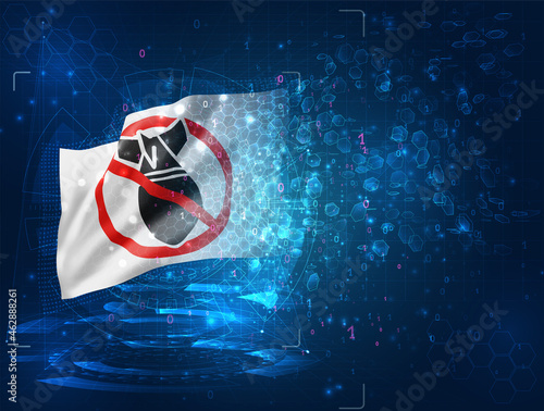  stop  war vector flag, virtual abstract 3D object from triangular polygons on a blue background