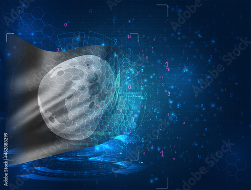 vector 3d flag on blue background with hud interfaces, moon