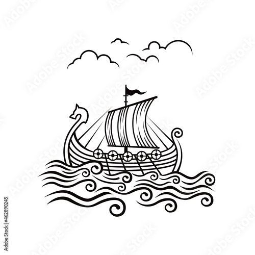 Viking drakkar image. Viking transport ship