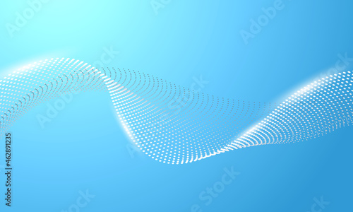 Abstract digital wave of particles. Abstract dotted halftone wave, flow motion. Futuristic abstract metal white gradient dot wave line. Futuristic and technology illustration, modern element. Vector