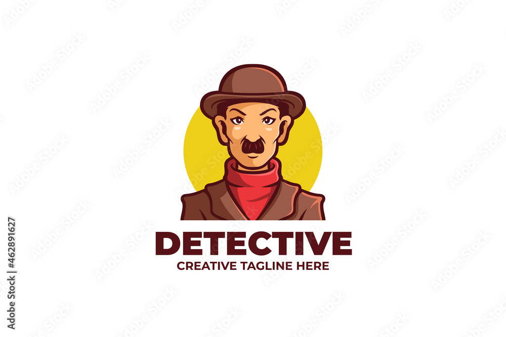 Detective Mysterious Man Mascot Logo Detective Mysterious Man Mascot Logo