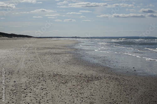 Looking south over Jammerbugt on Blokhus Strand (Blokhus Beach) on a sunny day, Northern Jutland, Denmark
