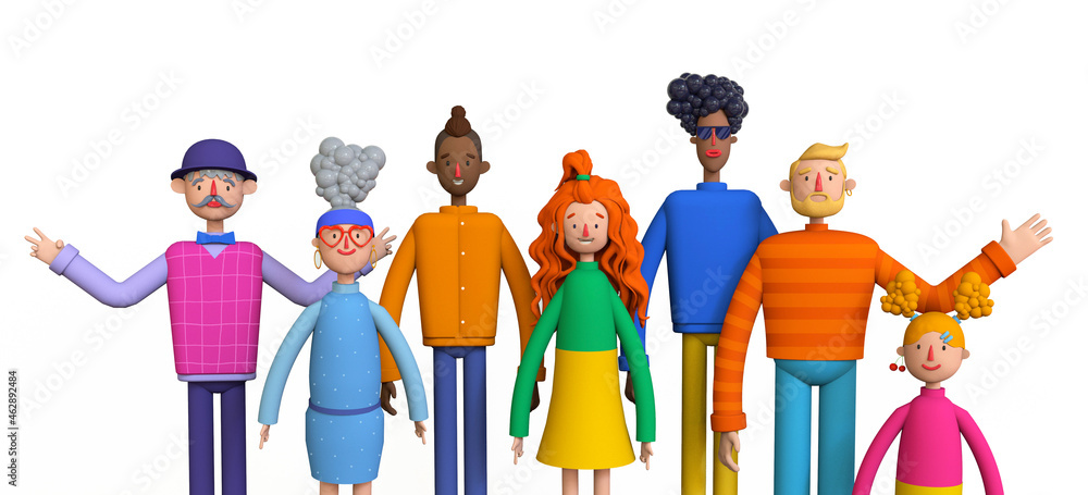 Multinational Person Multicultural team. People of different nationalities and age ...