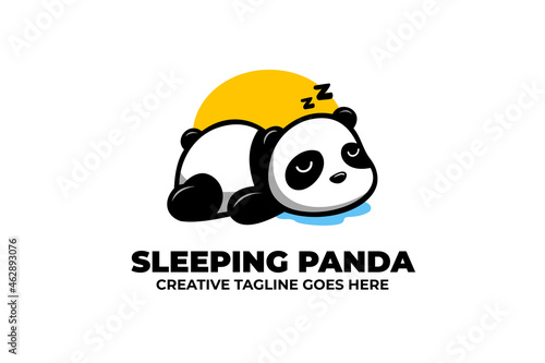 Sleeping Panda Cartoon Mascot Logo