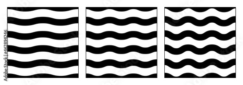 Set of wavy simple horizontal seamless lines background. Simple textures for background