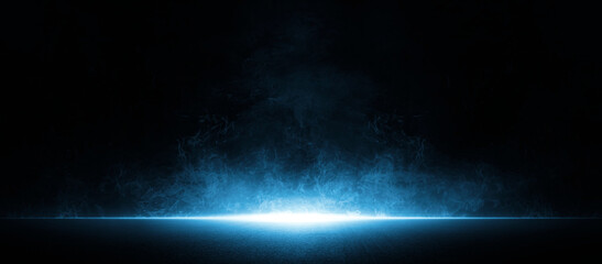 Dark street asphalt abstract dark blue background, empty dark scene, the flame is burning with smoke float up the interior texture for display products