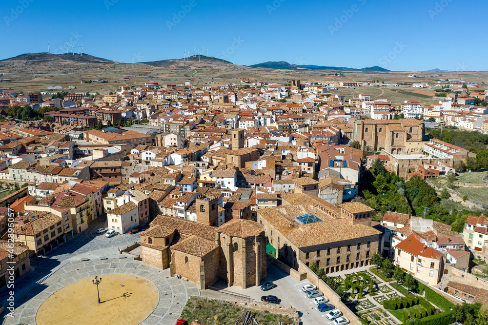 Agreda, with historical category of town, Spanish town in the province of Soria, San Miguel Church in the foreground