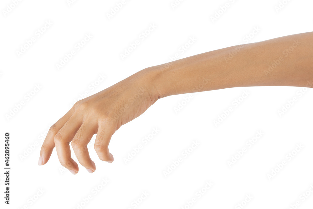 Hand open and ready to help or receive. Gesture isolated on white background with clipping path.