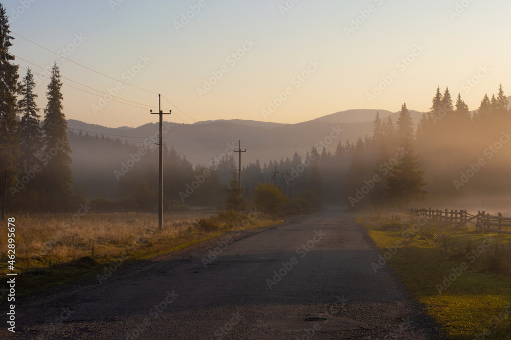 misty dawn in the countryside