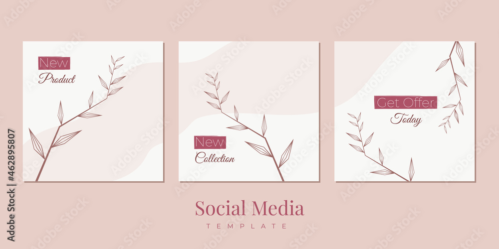 minimal abstract social media story post feed background or web banner template. pink nude pastel watercolor vector texture frame mock up. for beauty, jewelry, cosmetics, wedding, make up
