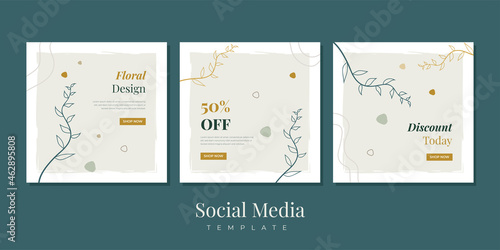 Social media story post feed template background in ocean blue colors. banner mockup layout for travel, cosmetics, cosmetology, beauty, fashion, coach, spa, content