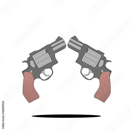 a vector image of 2 guns facing each other