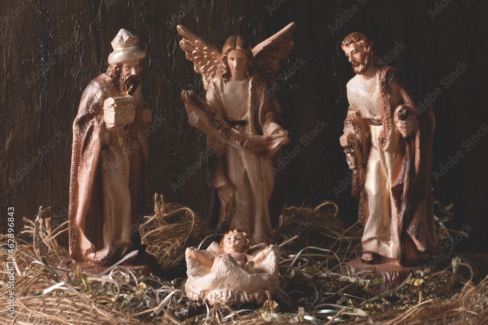 Nativity scene. Traditional Christmas scene.